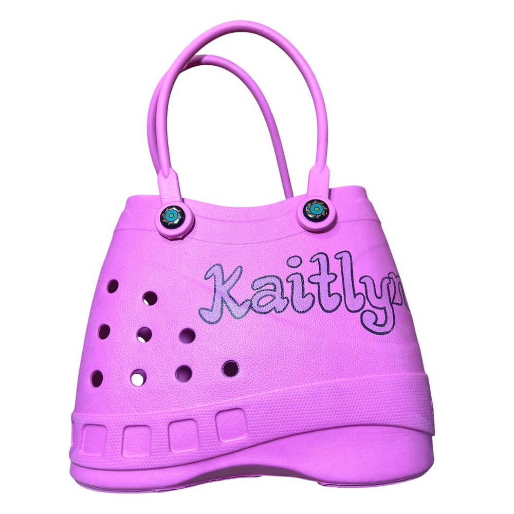Optari Sol Tote Pink Rubber Waterproof Beach Bag Personalized Kaitlyn Womens
